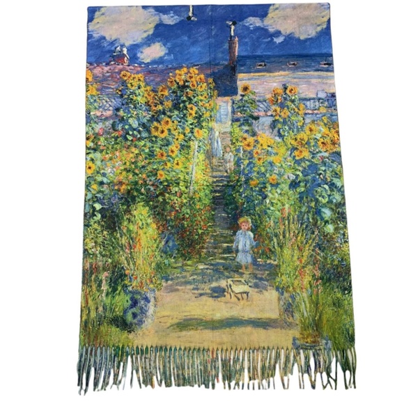 Claude Monet Fine Art Printed Cashmere-like Scarf Shawl Fall Winter - Picture 1 of 17
